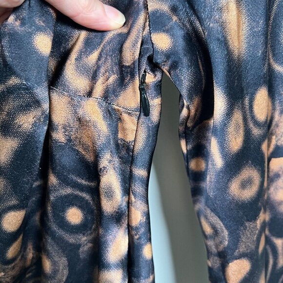 Douglas Hannant Silk Dress Size 8 Brown Black Party Cocktail Event Draped Back - Picture 8 of 12